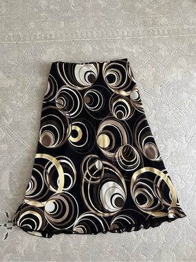 Moda International Silk Brown Retro midi length Skirt